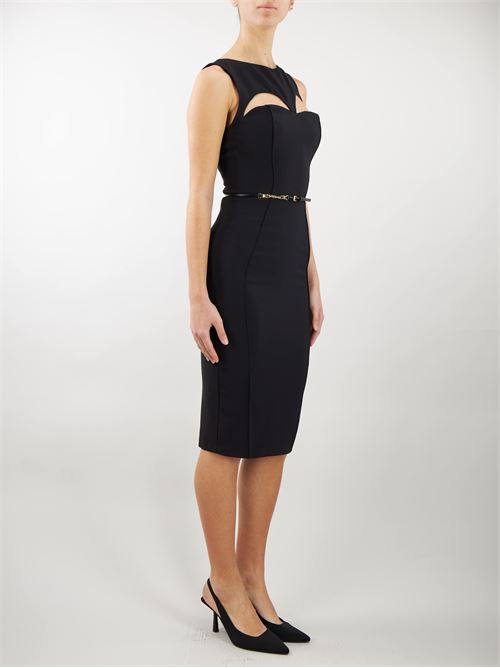 Midi dress in technical fabric with belt and cut out Elisabetta Franchi ELISABETTA FRANCHI | abito | AB60742E2110